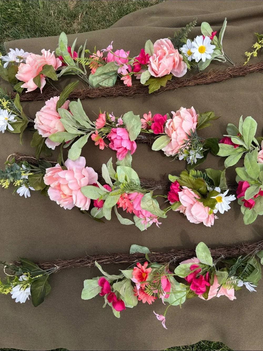 Ashland Peach Peony Garland with Green Accents